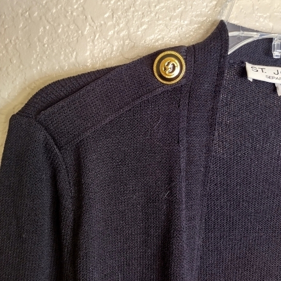 St. John separates Santana knit open black cardigan gold buttons sz S - Picture 3 of 8